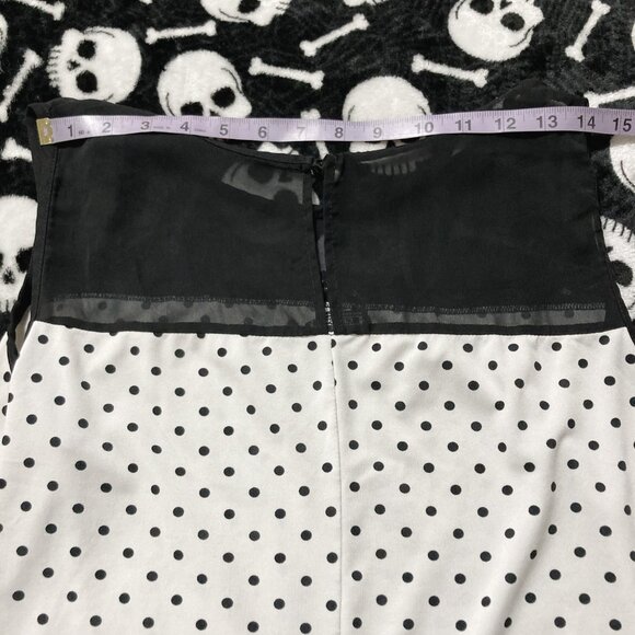 CLIENTELE Plus-size black and white polka dot sleeveless shirt ~ XL XXL tank top - Picture 11 of 13